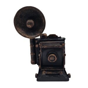 Vintage Style Accordion Folding Camera Bank Black Bronze Novelty Decor